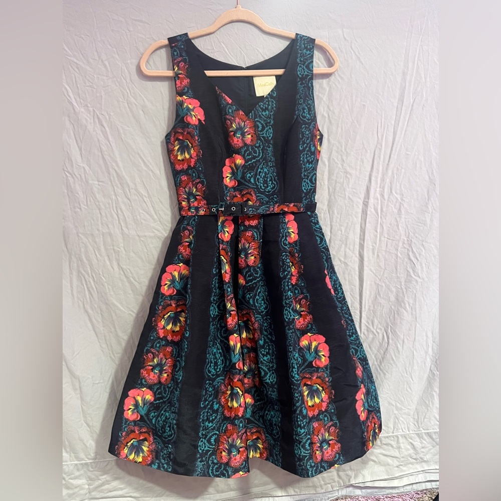 Dark Blue Floral Layered Dress